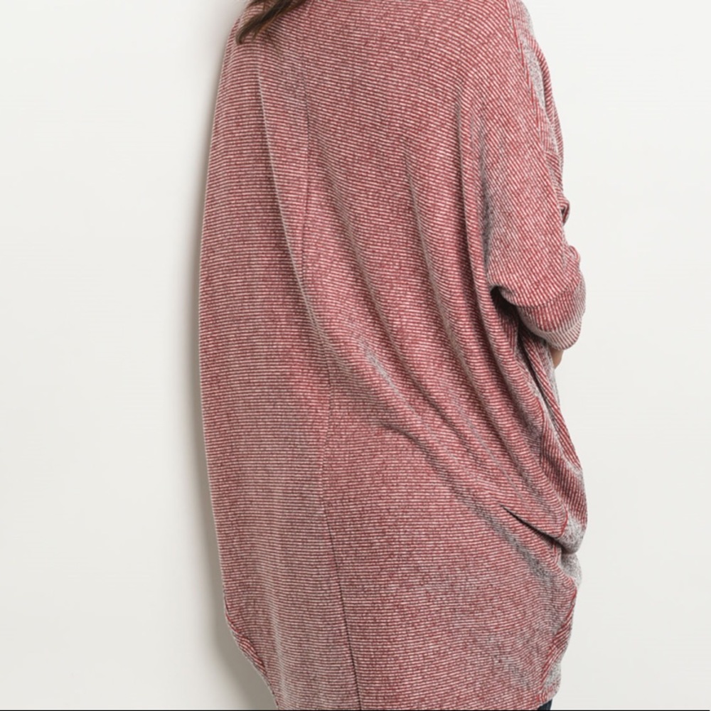 RED GREY Long sleeve open front knit- Cardigan - Picture 3 of 3